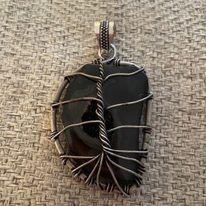 Sterling Silver Black Druzy Quartz Pendant